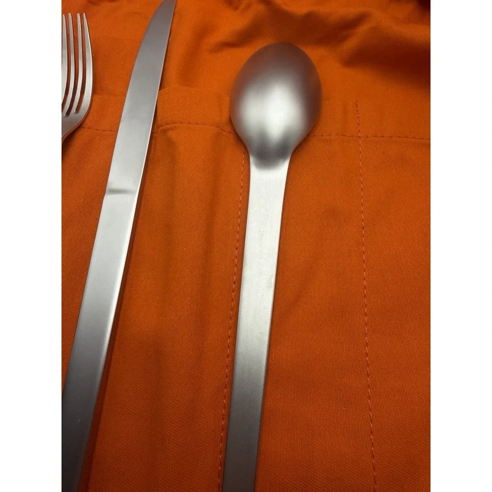 Hermès Paris Tout Simple HTS 4 Pc Stainless Flatware Set Box & Travel Roll